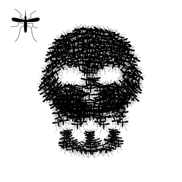 Skull of mosquito isolated on white, vector — Stock Vector