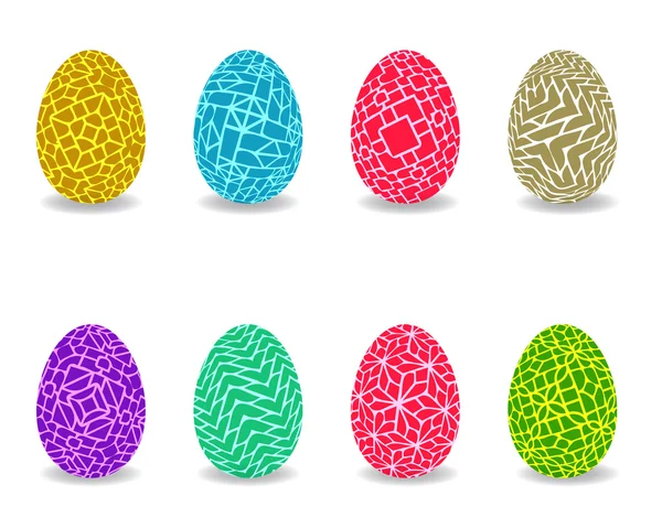 Набор векторных пасхальных яиц с узором — стоковый вектор