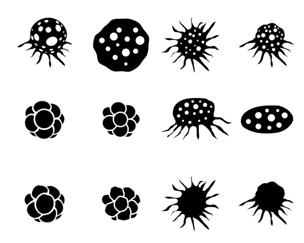 シルエット スタイルの癌細胞のアイコンのセット — ストックベクタ