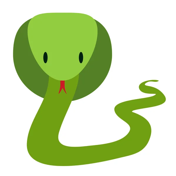 Verde amigable serpiente cobra en estilo plano, vector — Vector de stock