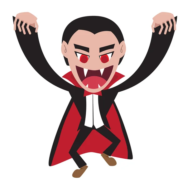 Drácula con capa en estilo plano, carácter vectorial — Vector de stock