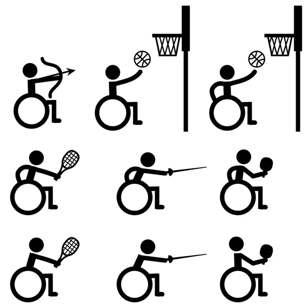 Handikap spor simgeleri, okçuluk, basketbol, tenis, fenci devre dışı bırakma