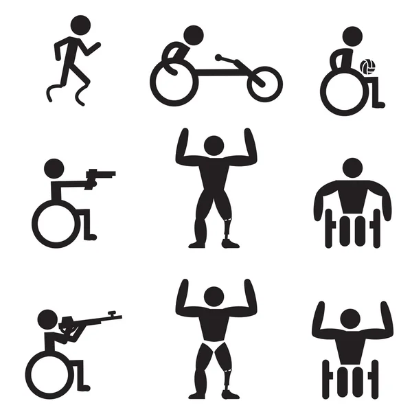 Disable Handicap Sport icons, runner, bodybuilding, shooting, ru — Stock Vector