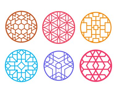 Çin desen pencere çerçevelemek yuvarlak geometrik