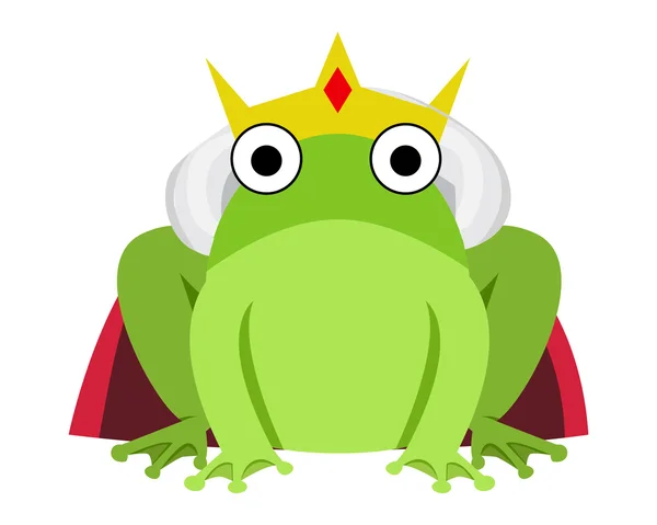 Raja katak dengan jubah merah dan mahkota - Stok Vektor