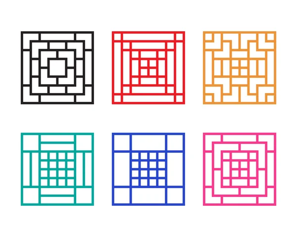 Vierkant Chinese venster met patroon — Stockvector