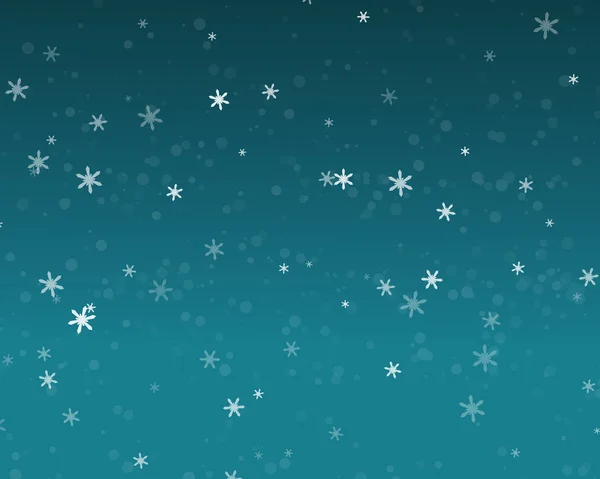 Neve cair no céu azul, fundo da noite de Natal — Vetor de Stock