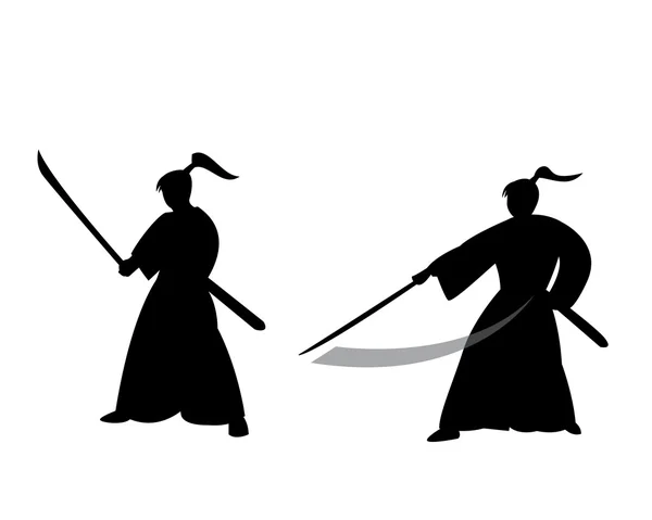 Samurai guerriero in stile silhouette — Vettoriale Stock