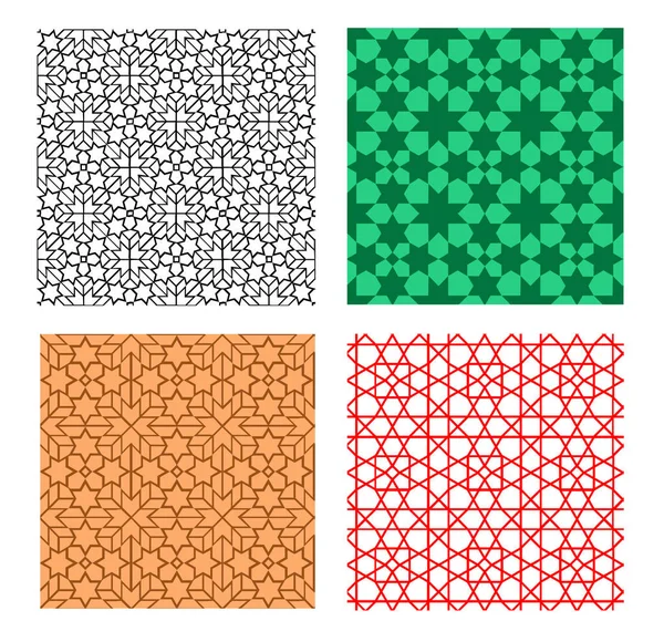 Set Van Naadloze Geometrische Patronen Islamitische Stijl — Stockvector