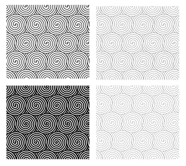 Set Seamless Spiral Line Pattern Vector Art — Stock Vector