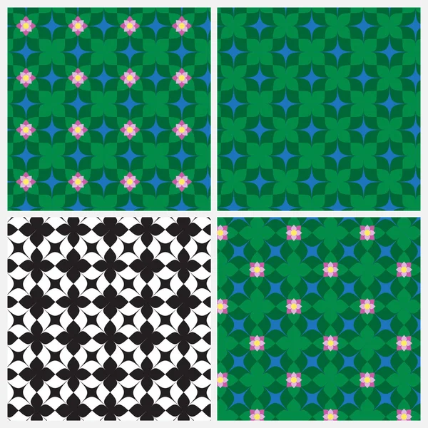 Set van vier lotus blad patroon — Stockvector