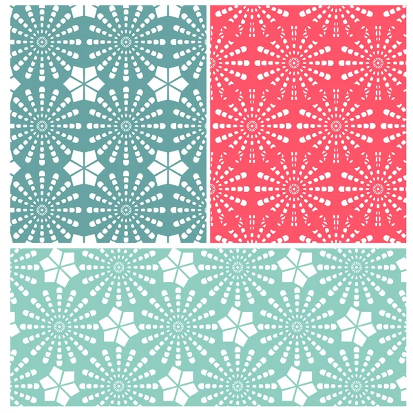 Conjunto de três padrões de flor de crochê —  Vetores de Stock