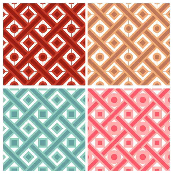 Set of four weave with circle and square patterns in indian style — Stock Vector