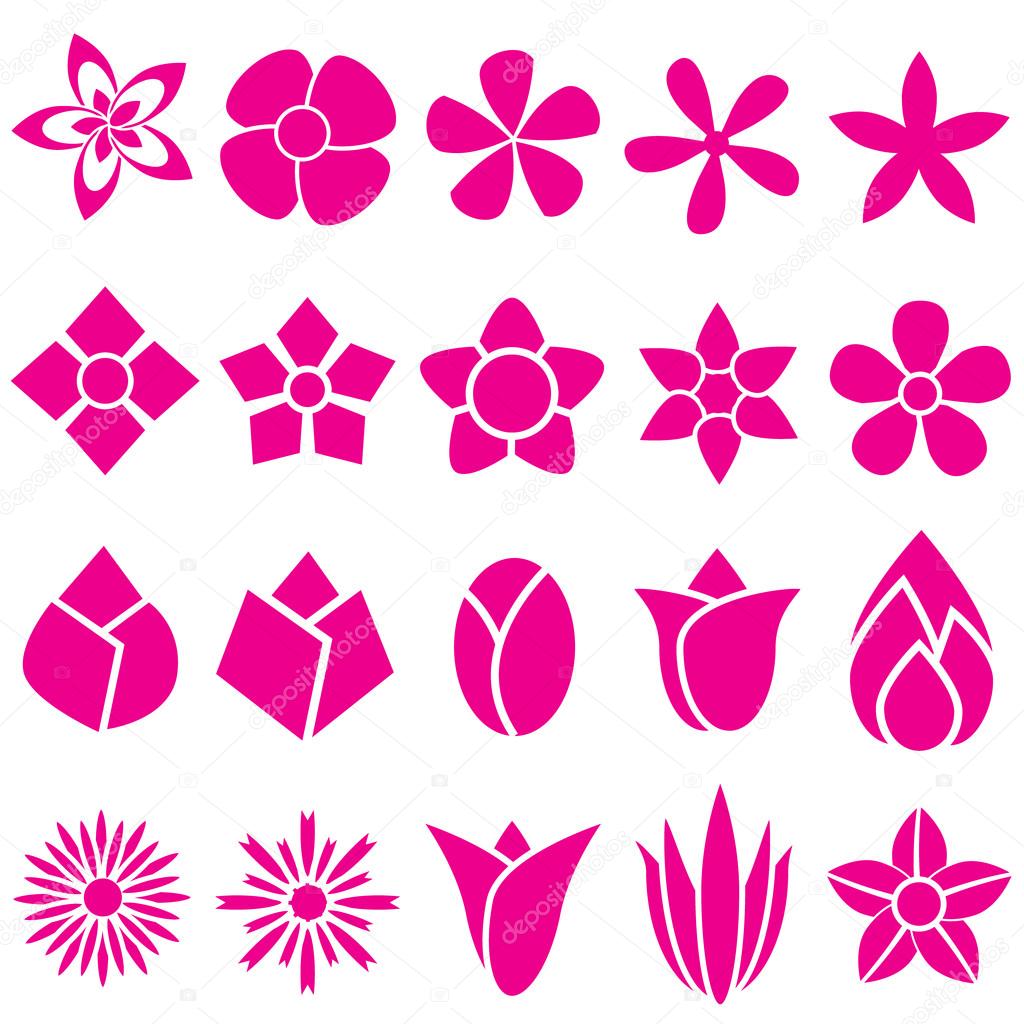 Many Vector Flowers icon, rose lotus poppy etc.