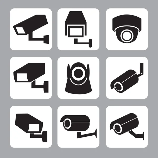 Collection of CCTV and security camera icon — Stock Vector