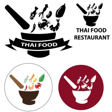 Thai Food restaurant logo and vector icon with isolated object clipart