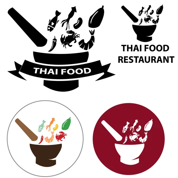 Thai Food logo ristorante e icona vettoriale con oggetto isolato — Vettoriale Stock