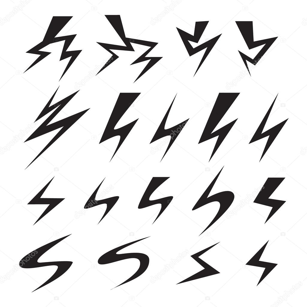 Set of Lightning bolt icon.