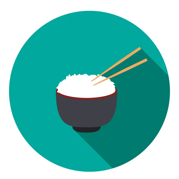 Bowl of rice with pair of chopsticks — Stok Vektör