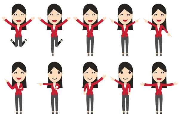 Set of business woman characters in movement