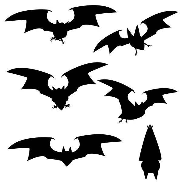 Set of silhouette vampire bat flying — Stok Vektör