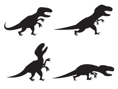T-rex ve hareketi, kızgın, ru Velociraptor kara silüeti
