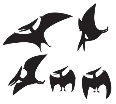 Pterodactyl siluet kümesi