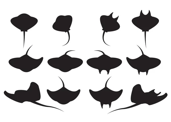 Ensemble de silhouette et d'icônes gris marine — Image vectorielle