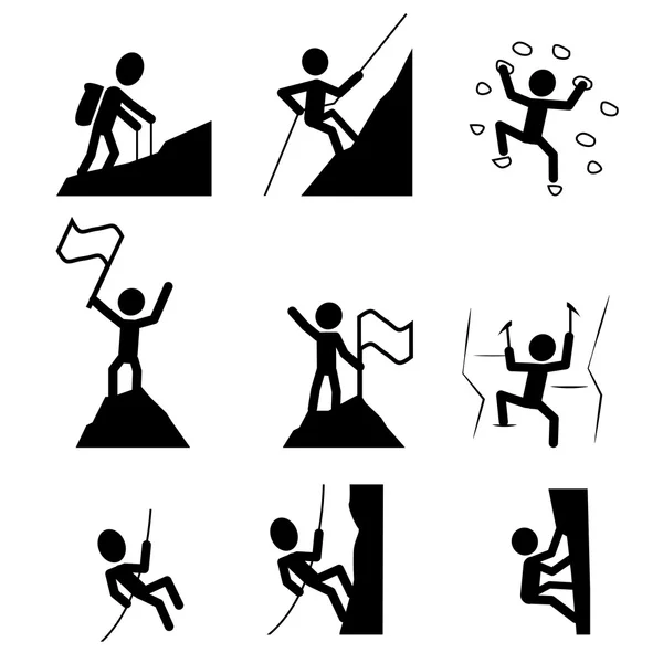 Icono de senderismo y escalada. vector — Vector de stock