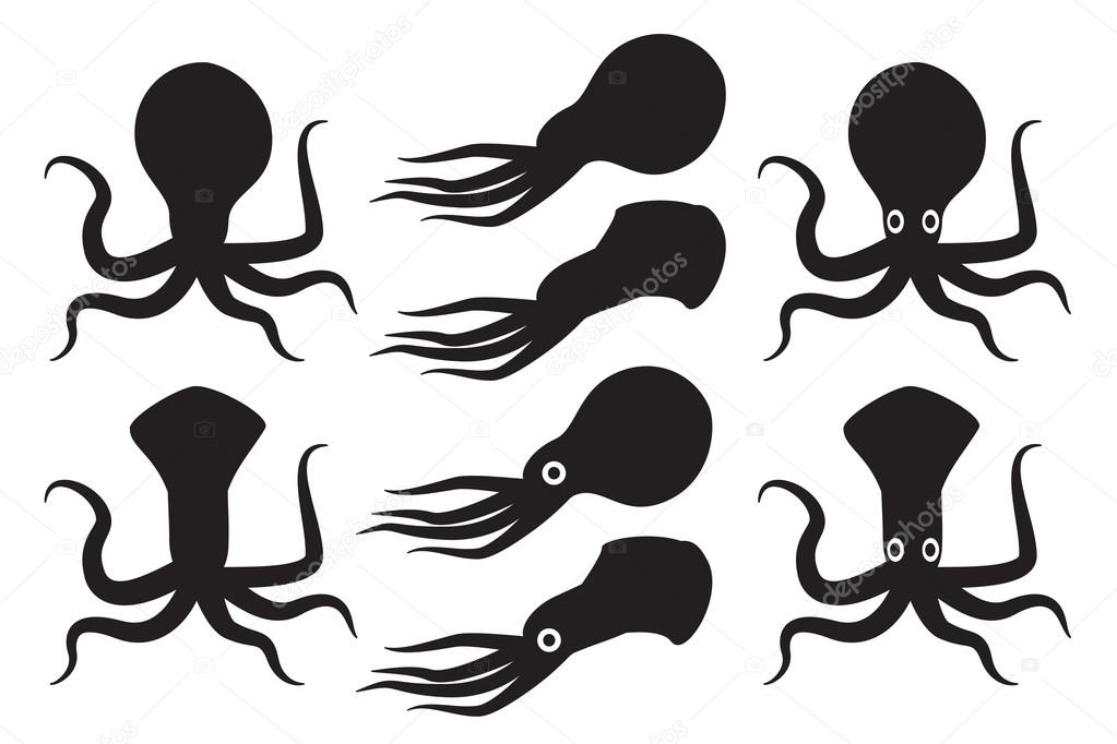 Silhouette Squid And Kraken Vector Stock Vector Image By C Jiaking1 82270618