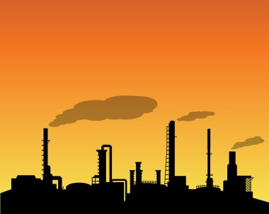 Petrol rafineri sanayi siluet gündüz