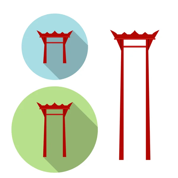Gigantische schommel, torii poort pictogram — Stockvector