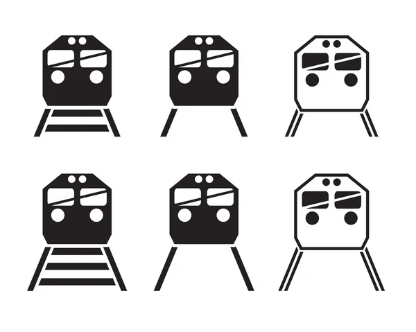 Conjunto de ícone de trem em silhueta — Vetor de Stock