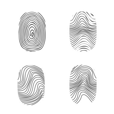 beyaz üzerine siyah siluet parmak izi