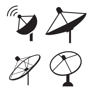 Siluet uydu çanağı simge kümesi