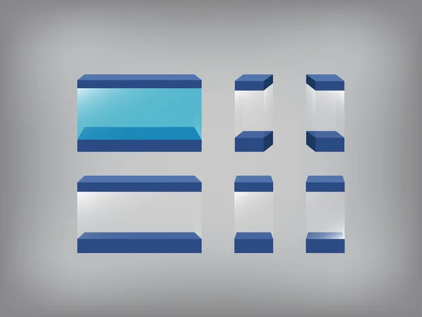 ตู้โชว์เปล่า, กล่องแก้ว, กล่องแก้ว, พิพิธภัณฑ์สัตว์น้ํา, ถังปลา — ภาพเวกเตอร์สต็อก