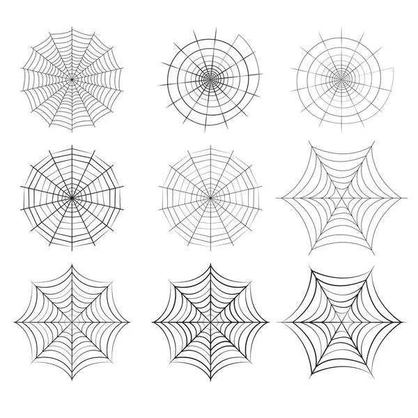 Conjunto de tela de araña en estilo silueta — Vector de stock