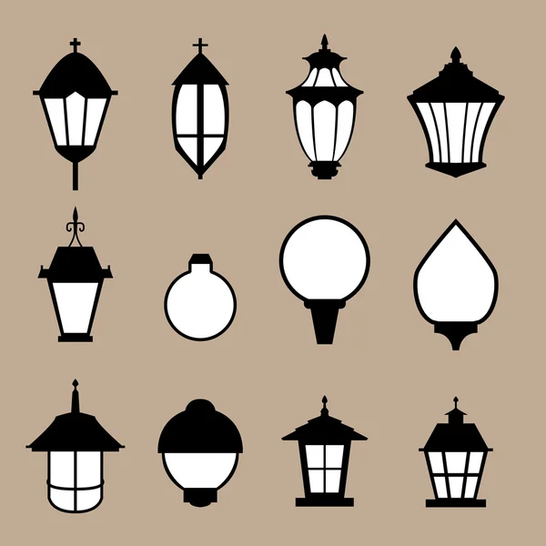 Ensemble de lampe moderne de style plat, vecteur isolé — Image vectorielle