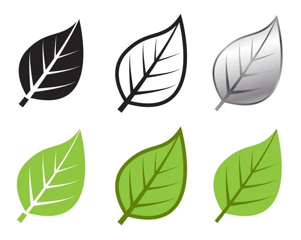 Bitki yaprak simgesini birçok tarzı, vektör — Stok Vektör