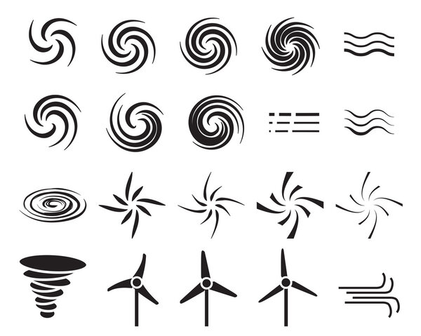 Set of wind icons in many style