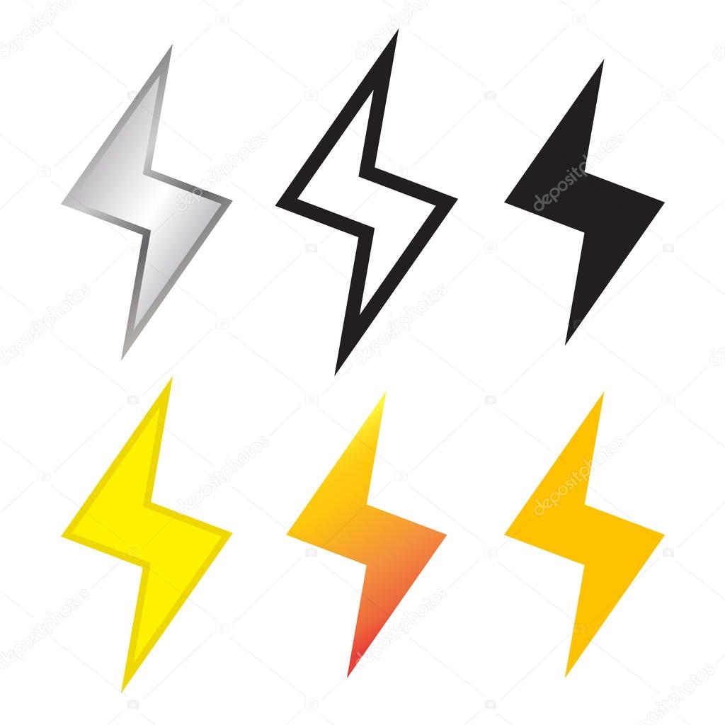 Thunder and Lighting bolt icon in many style