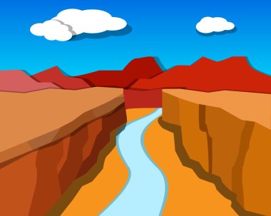Grand Canyon in origami style, vector clipart