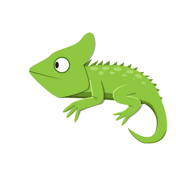 Lagarto verde assistindo algo em estilo plano — Vetor de Stock