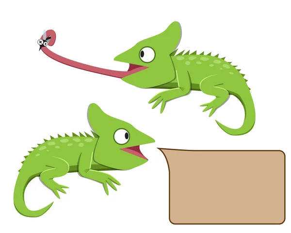 Lagarto comiendo insecto en estilo plano — Vector de stock