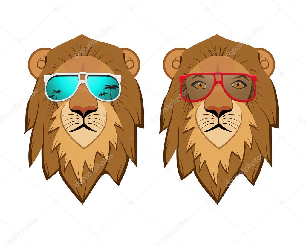 Hipster Lion with sunglasses Stock Vector Image by ©jiaking1 #96666394