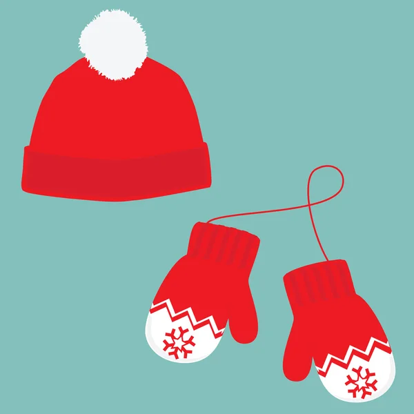 Sombrero de invierno y guantes — Foto de Stock