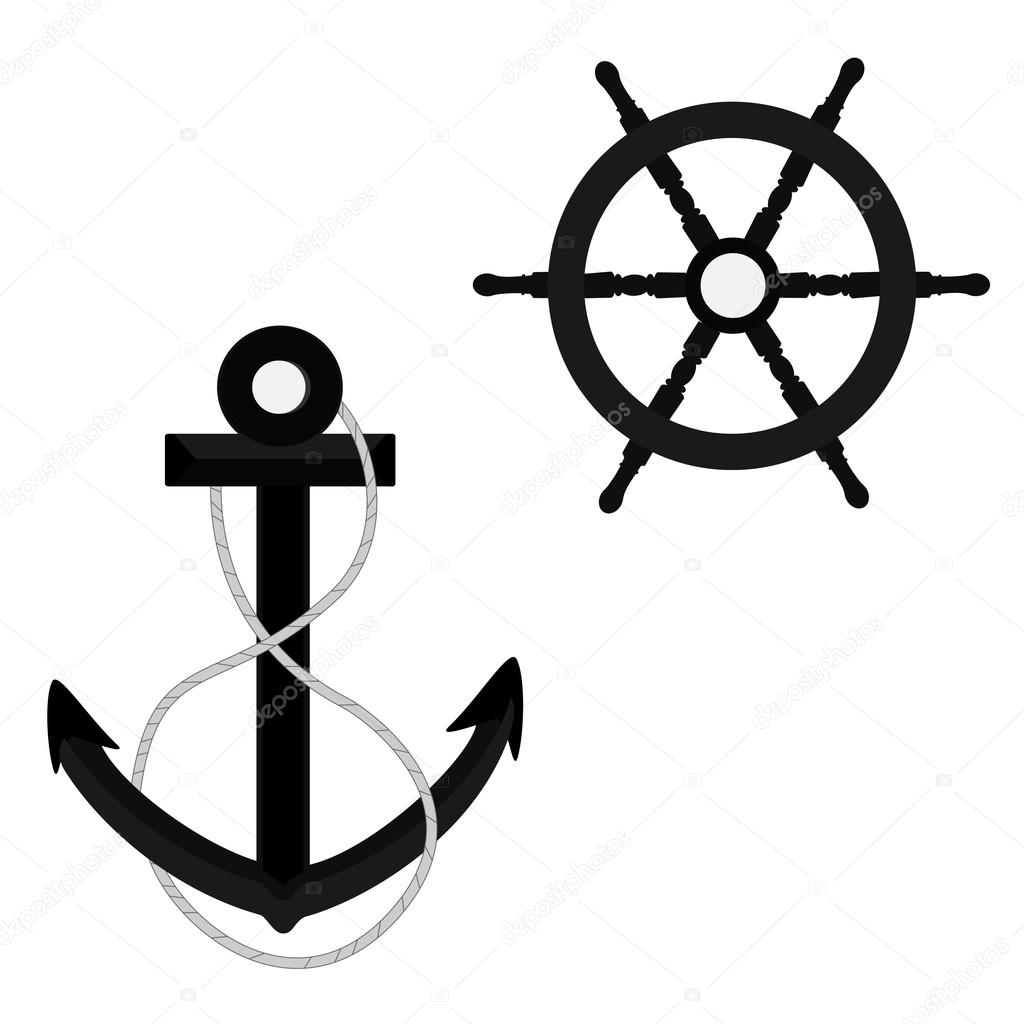Anchor with rope and wheel