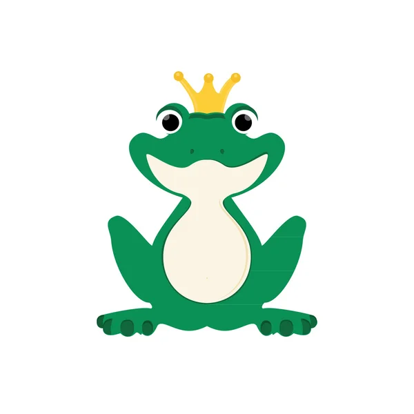 Green frog in crown — Stock Vector