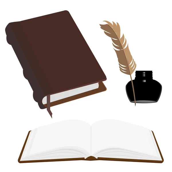 Books and inkwell — Stock Photo, Image