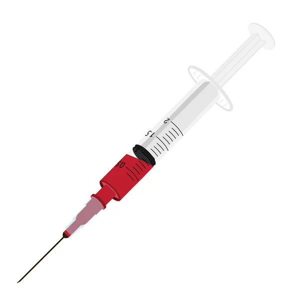 Syringe with blood — Stock Vector